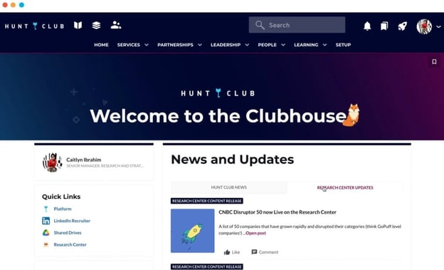 An example of Happeo-based Intranet from Clubhouse