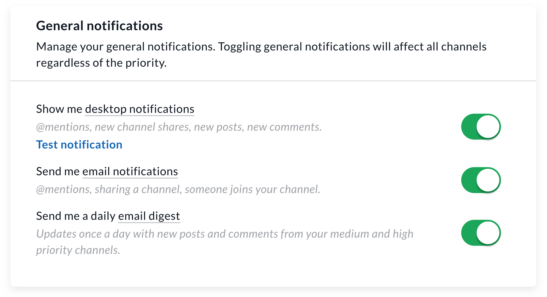 Manage Channel Notifications