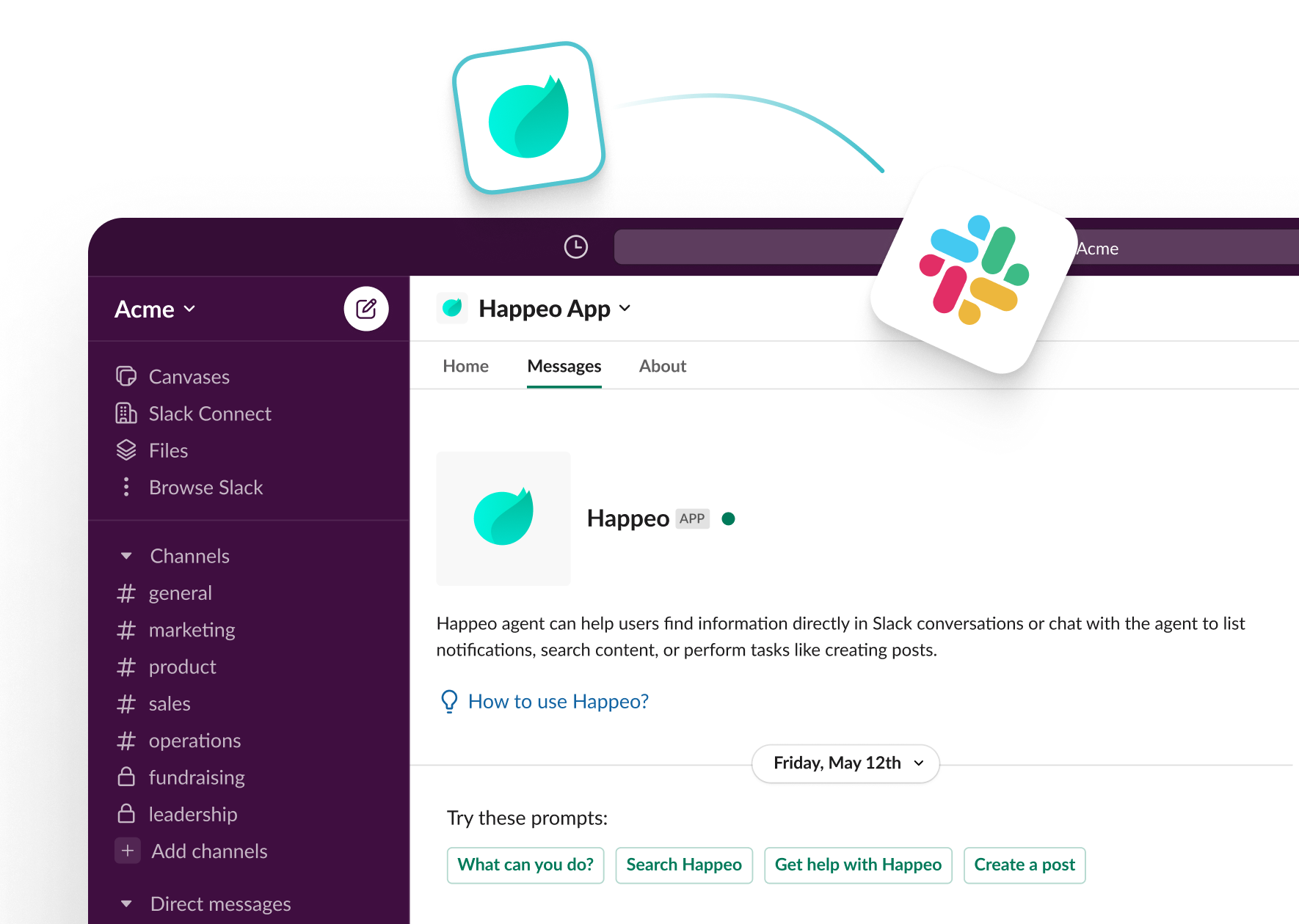Happeo agents in slack