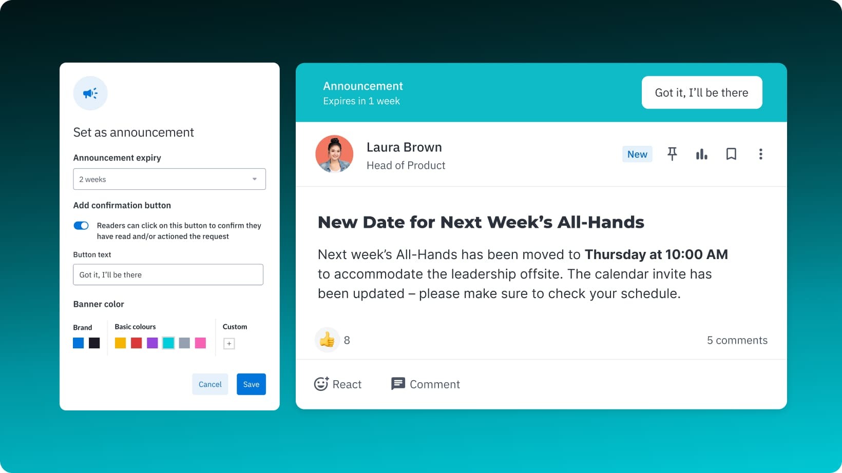 Happeo – Announcement Posts