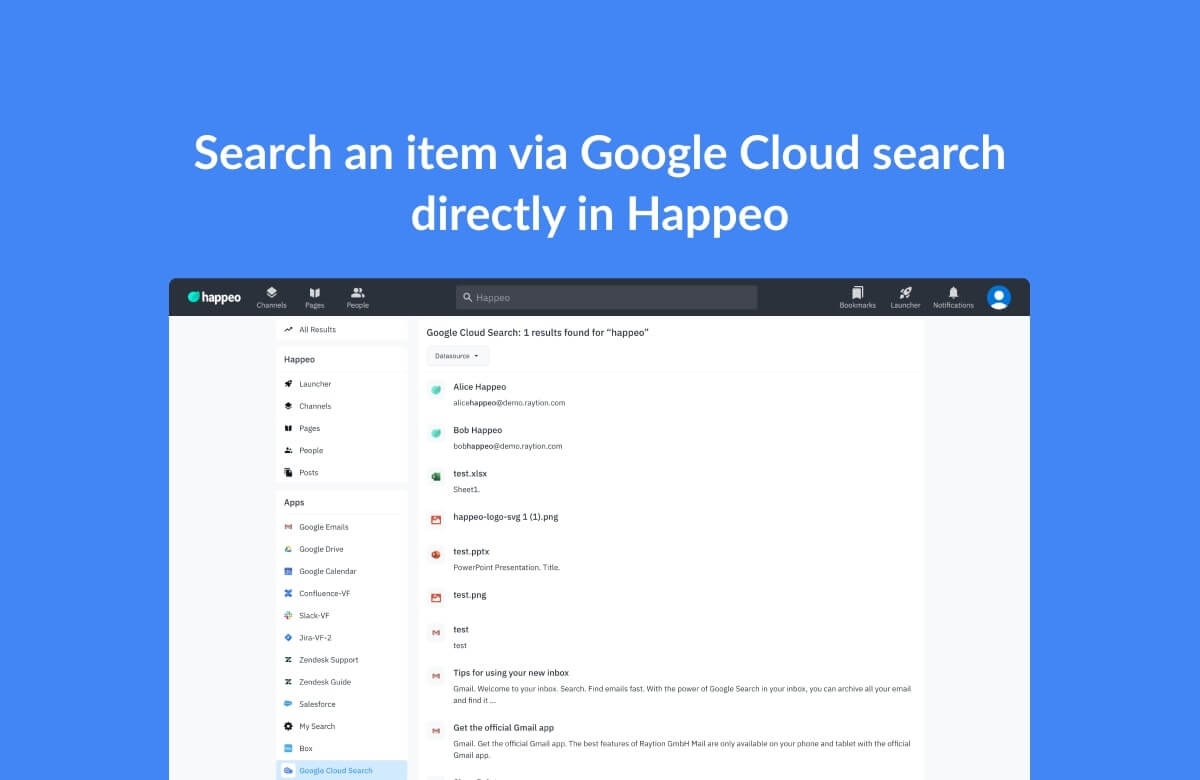 Happeo and Google Cloud Search integration