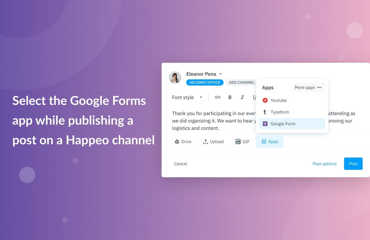 Happeo and Google Forms integration