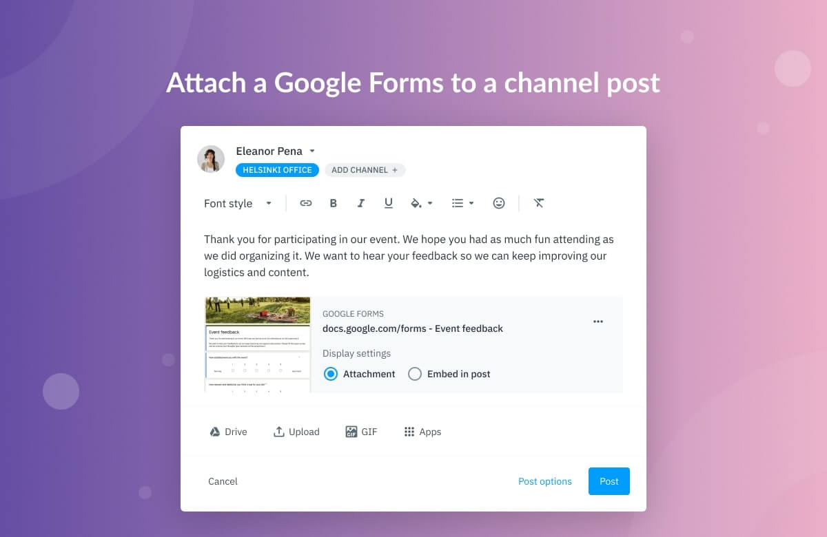 Happeo and Google Forms integration