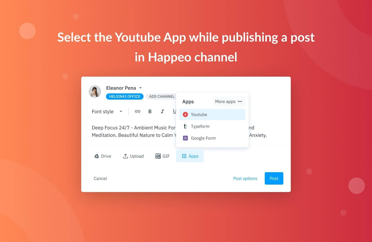Happeo and Youtube integration