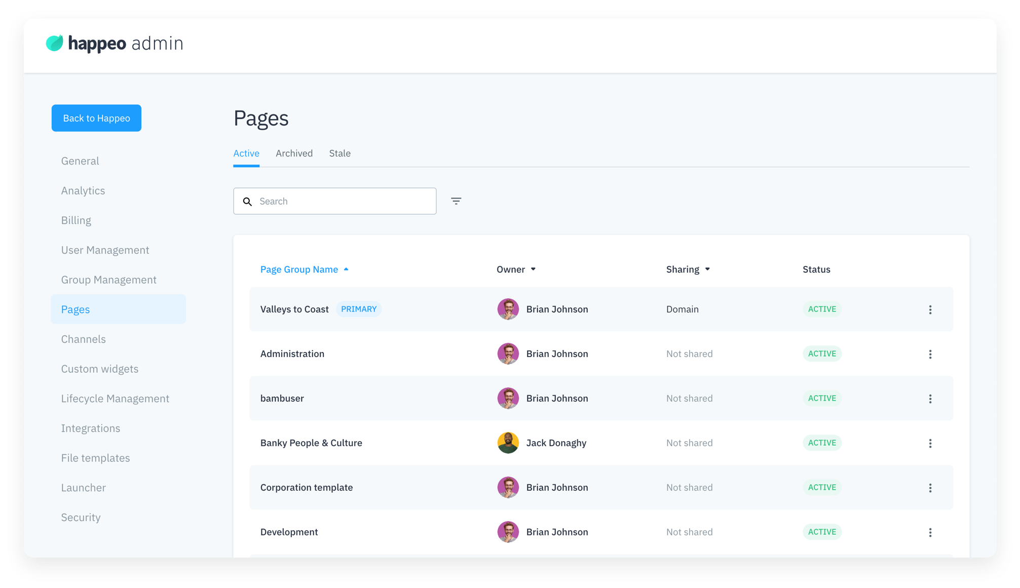 Manage Pages as an Admin